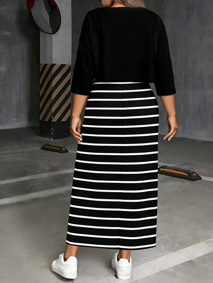 Chic Layered Stripe Dress Set