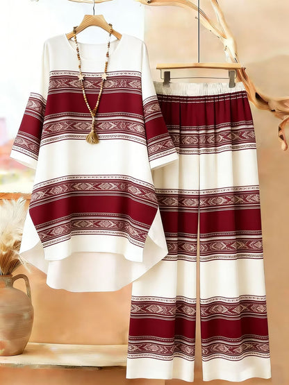 Elegant Botanical Print 2-Piece Women’s Co-Ord Set