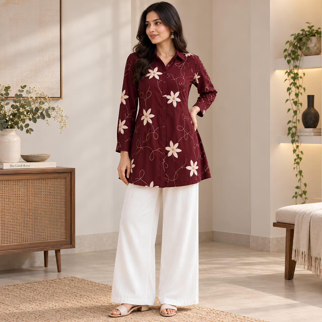 Women’s Floral Printed Shirt & Pants Set