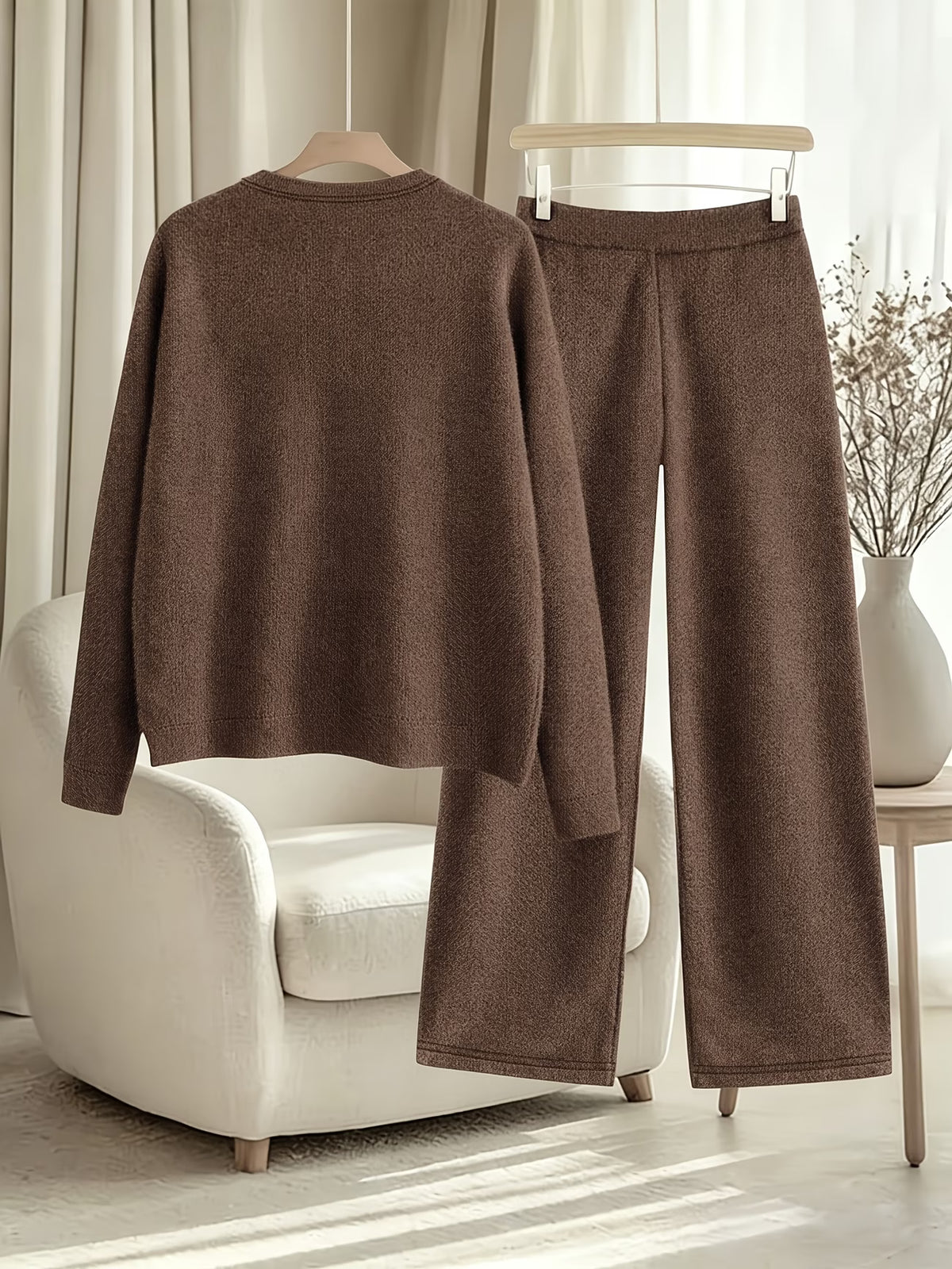 Women’s Casual Full-Sleeve Top & Wide-Leg Pants Set