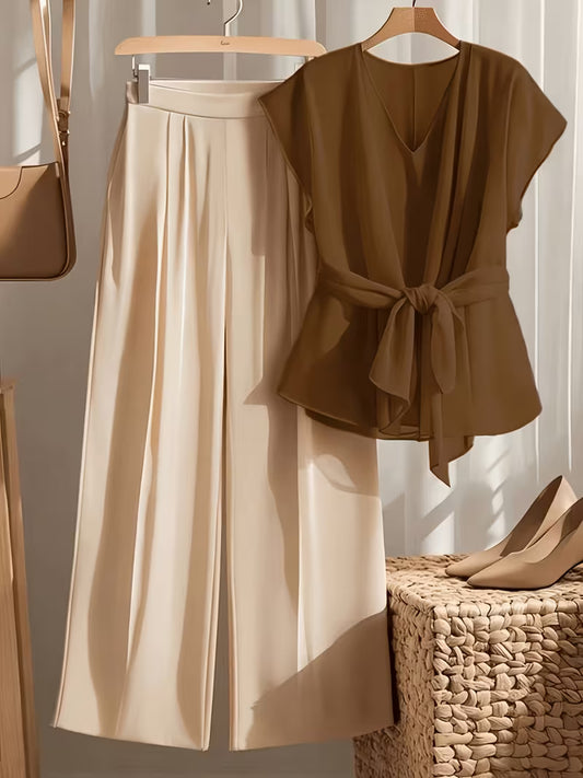 Luxe Scarlet V-Neck Co-Ord