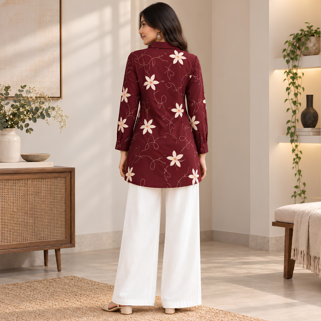 Women’s Floral Printed Shirt & Pants Set