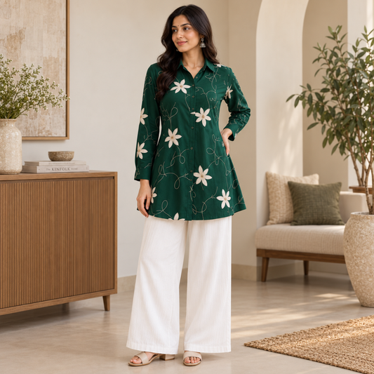 Women’s Floral Printed Shirt & Pants Set