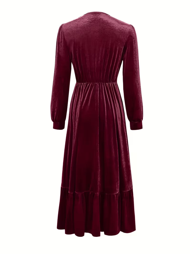 Women's Velvet Mermaid Maxi Dress | Elegant V-Neck Evening Gown