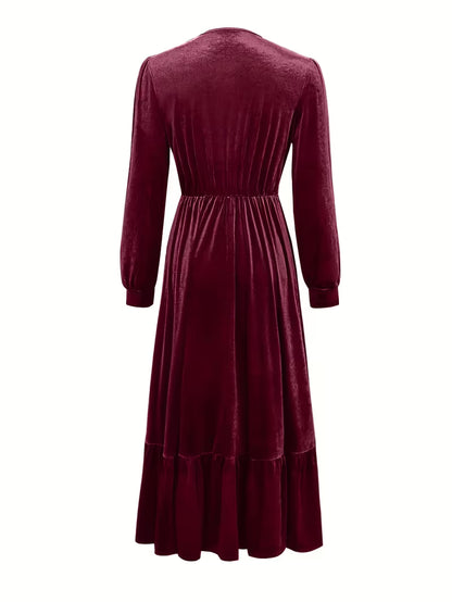 Women's Velvet Mermaid Maxi Dress | Elegant V-Neck Evening Gown