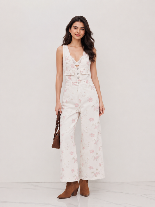 Women's Premium Sleeveless Denim Jumpsuit
