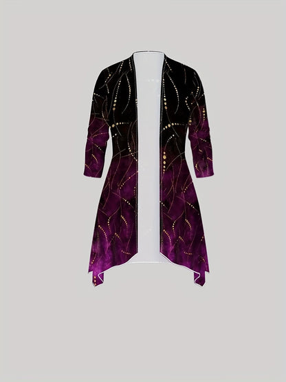 Elegant Pattern Print Cardigan with Tank Top & Casual Pants – Stylish 3-Piece Women’s Outfit Set