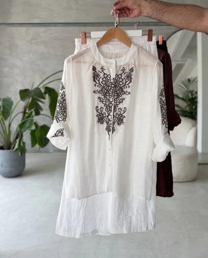 Women's Premium Embroidered Viscose Co-Ord Set