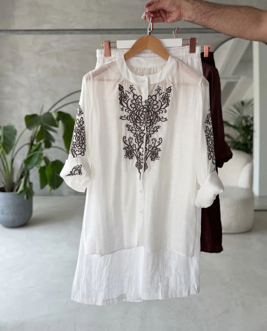 Women's Premium Embroidered Viscose Co-Ord Set