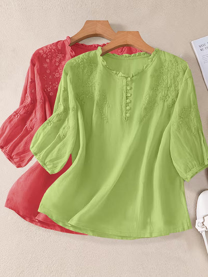 Women's Soft Cotton Embroidered Top