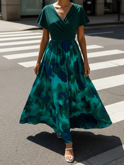 Elegant Floral Patchwork A-Line Dress