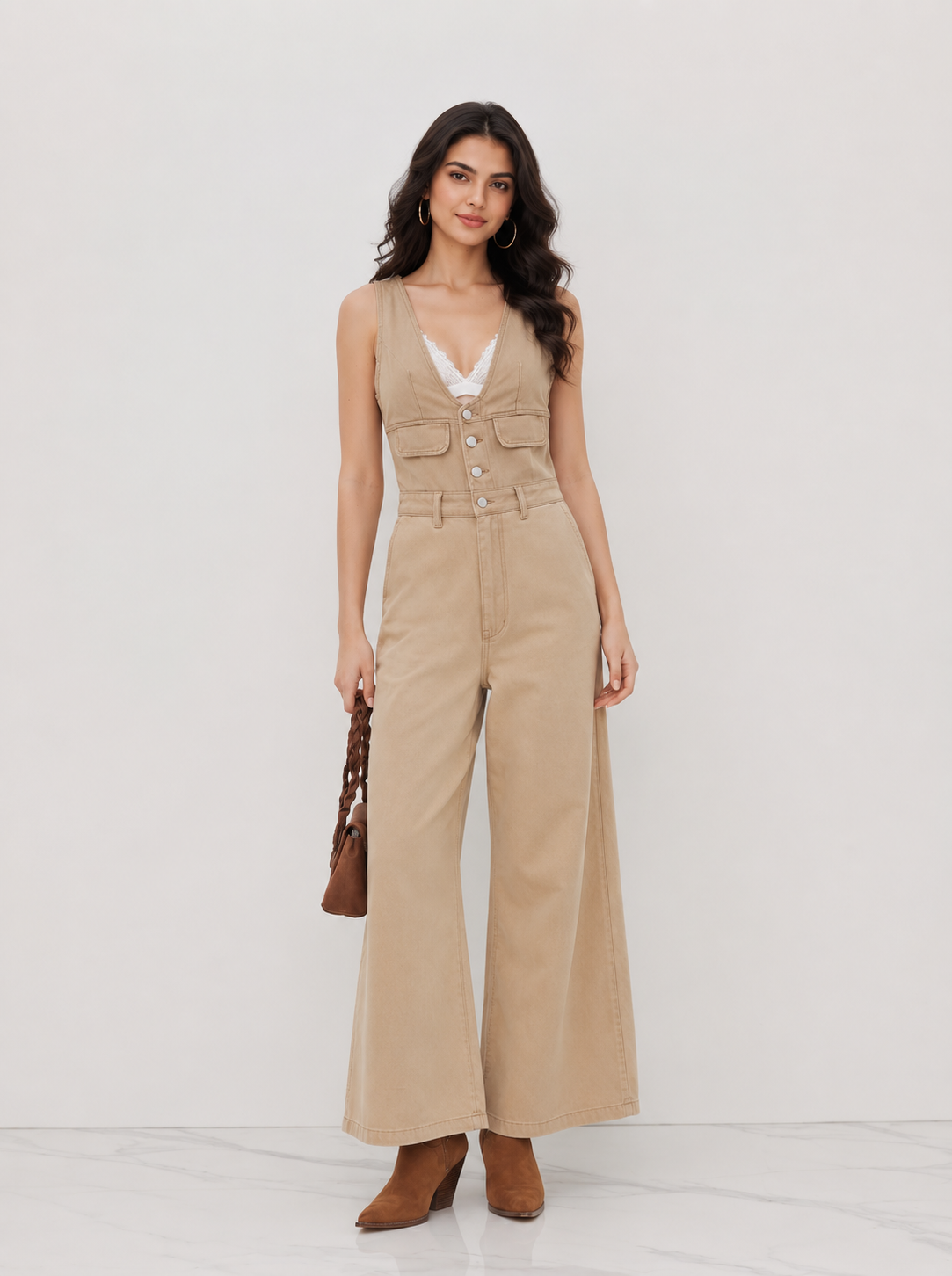 Women's Premium Sleeveless Denim Jumpsuit