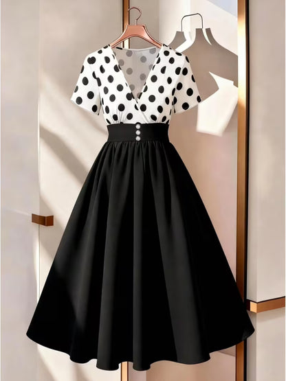 Elegant Floral Patchwork A-Line Dress