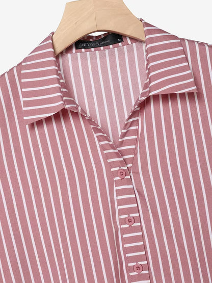 Women's Striped 2-Piece Co-Ord Set | Long Sleeve Shirt & Straight Pants