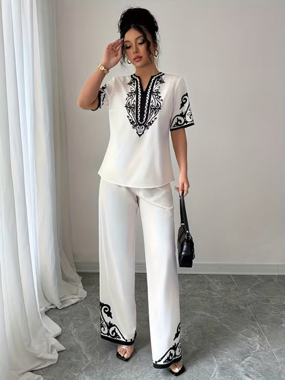 Women's Printed Relaxed Fit Outfit Set