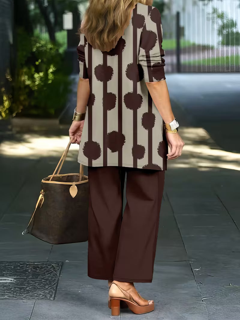 Women's 3-Piece Printed Co-Ord Set | Cardigan, Tank Top & Wide-Leg Pants