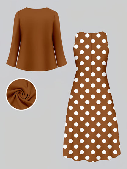 Women's Botanical Print Dress & Tie-Front Cardigan Two-Piece Set