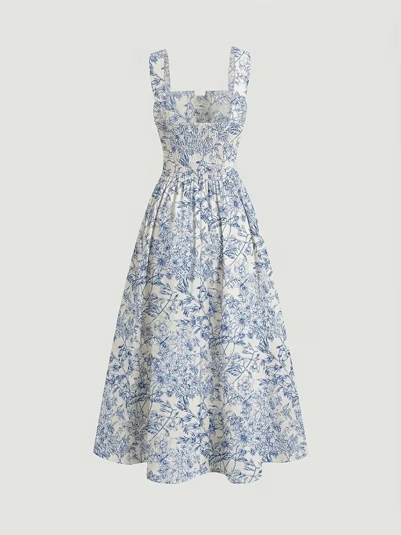 Women's Premium Floral Tie Strap Midi Dress