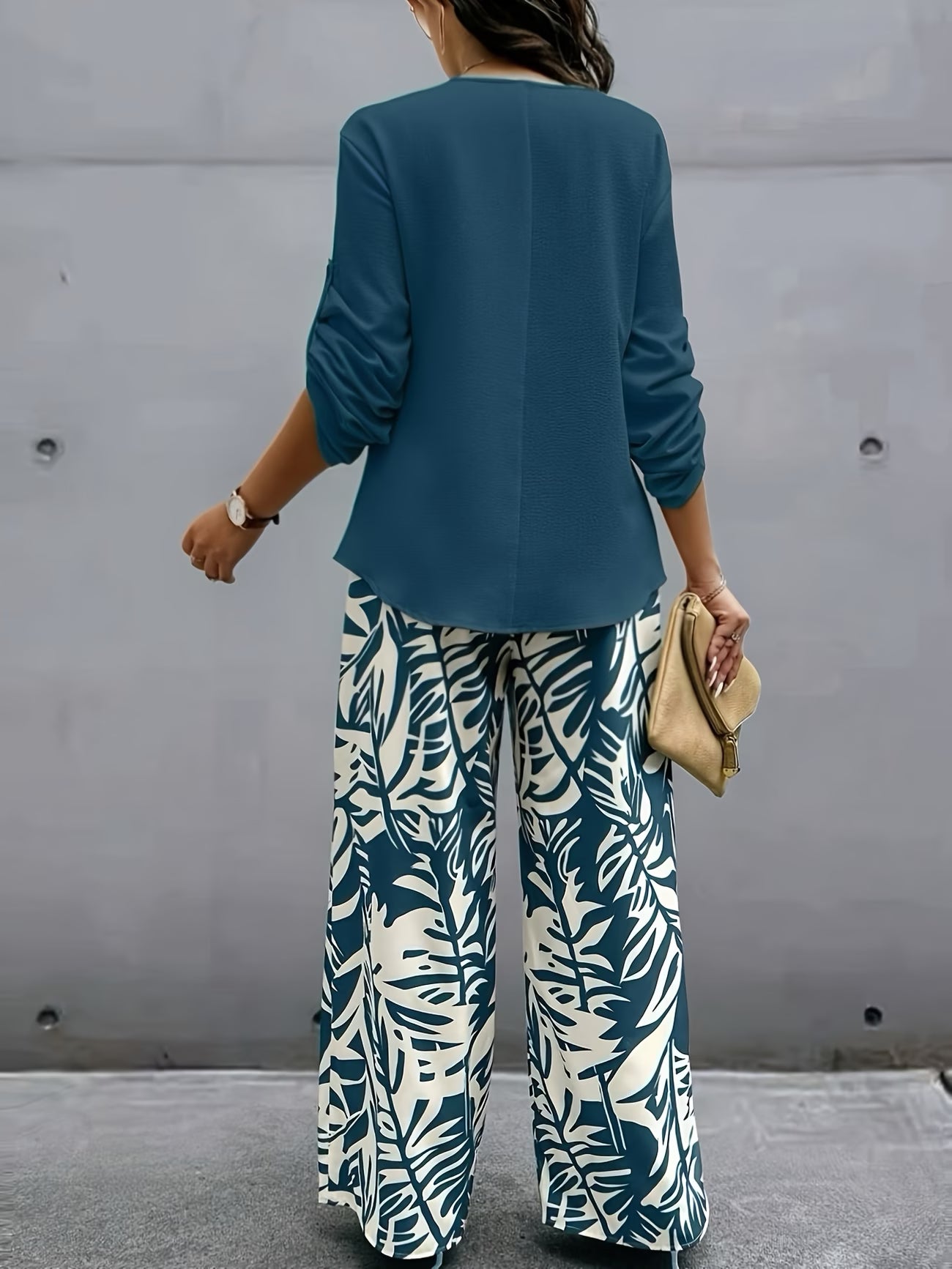 Elegant Long Sleeve Top + Pants Set Spring-Summer