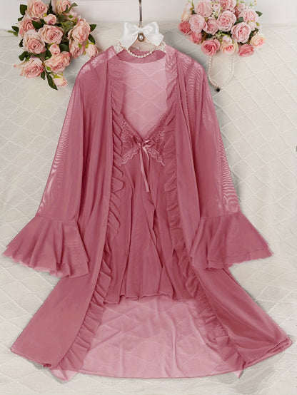 Semi-Sheer Lace Sleepwear Set