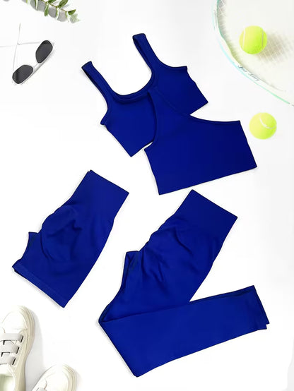 4-Piece Seamless Ribbed Activewear Set