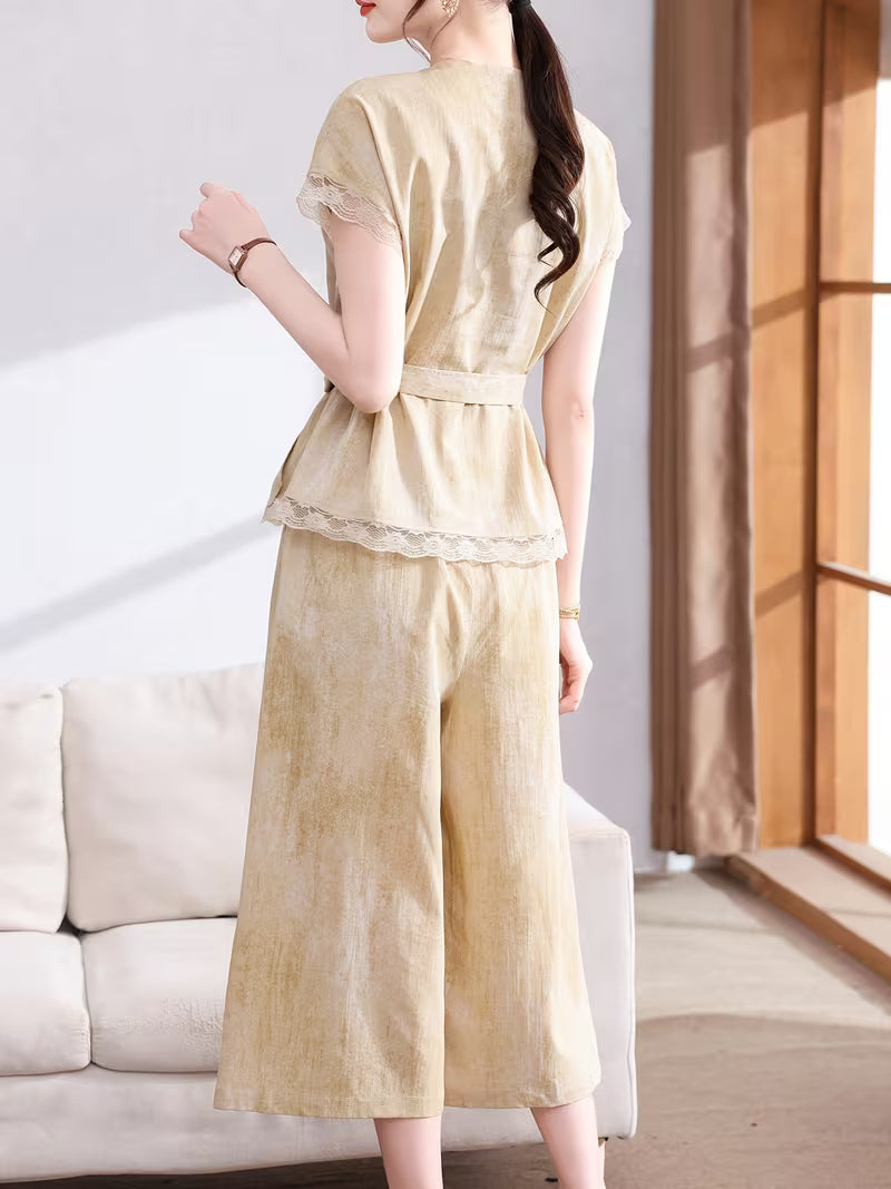 Women's Soft Linen Style Pant Set