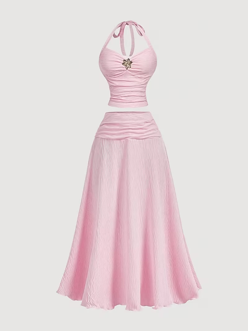 Women's Elegant Halter Top & Skirt