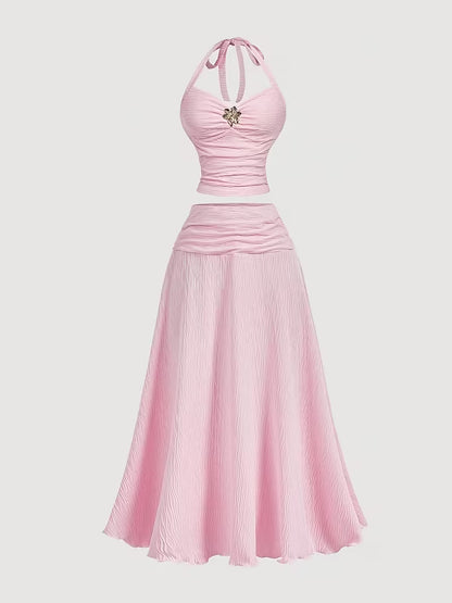 Women's Elegant Halter Top & Skirt