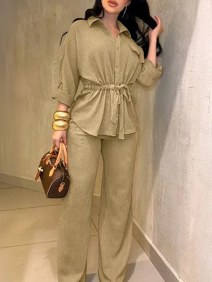 Chic Drawstring Wide-Leg Co-Ord Set