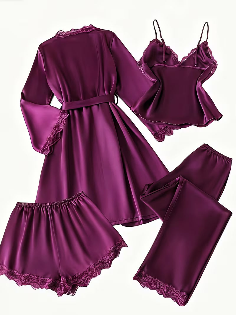 Women's Luxe Satin 3-Piece Sleepwear Set