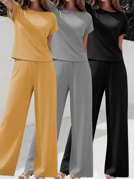 Pack of 3 Women’s Casual T-Shirt & Pant Sets