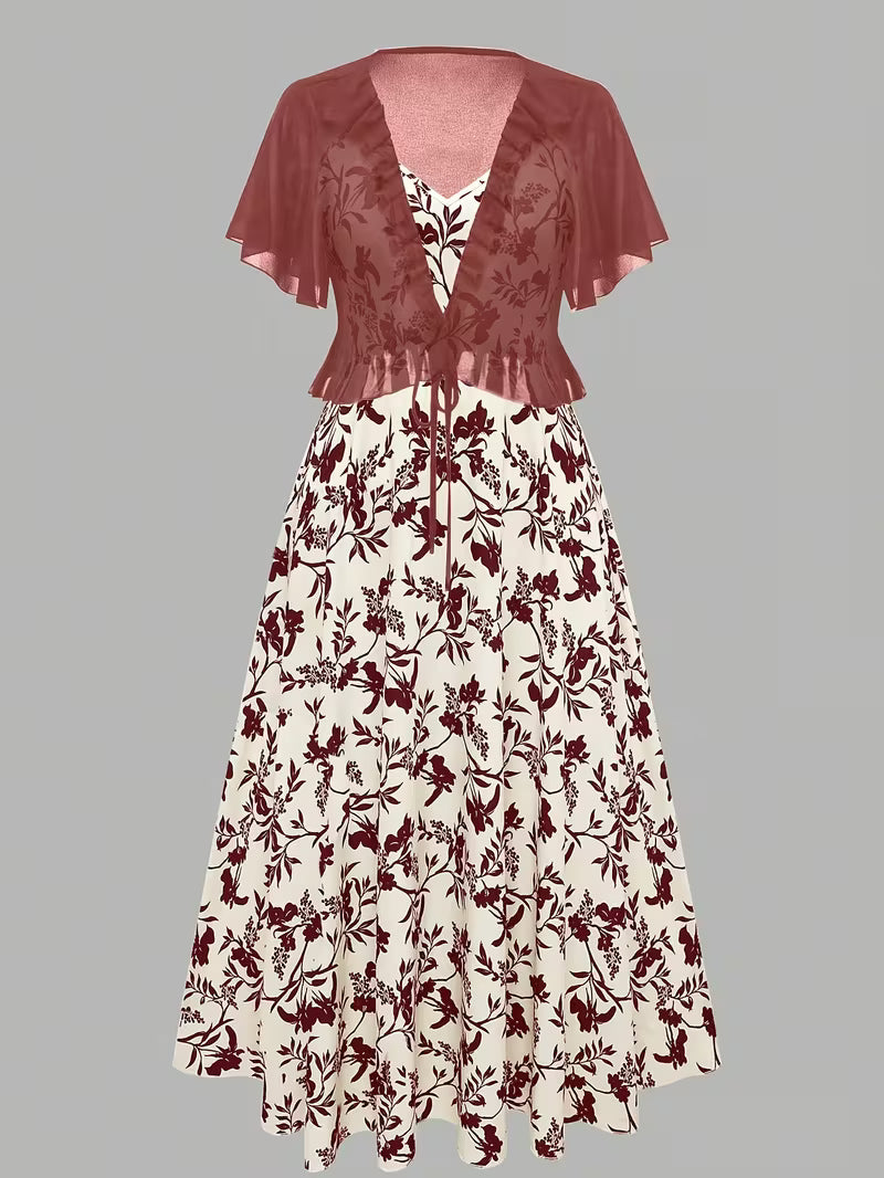 Women's New Summer Fashion Printed 2pcs Dress Set