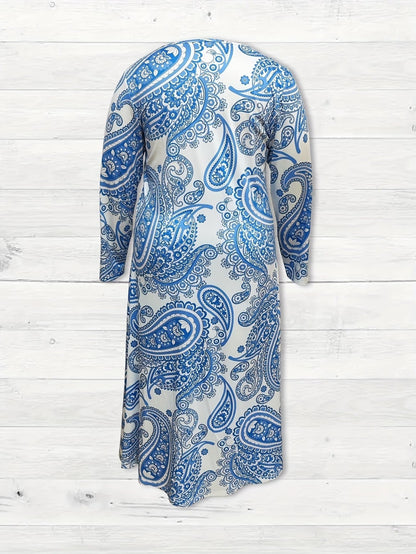 Elegant Marble Pattern Longline Top – Stylish Crew Neck Commuter & Party Wear