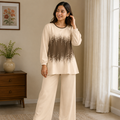 Elegant Monochrome Tunic & Wide-Leg Pants Set