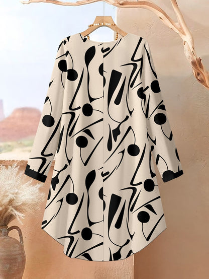 Autumn And Winter Women'S Vacation Printed Elegant Casual Loose Long-Sleeve Top And Pants Two-Piece Set for Fall
