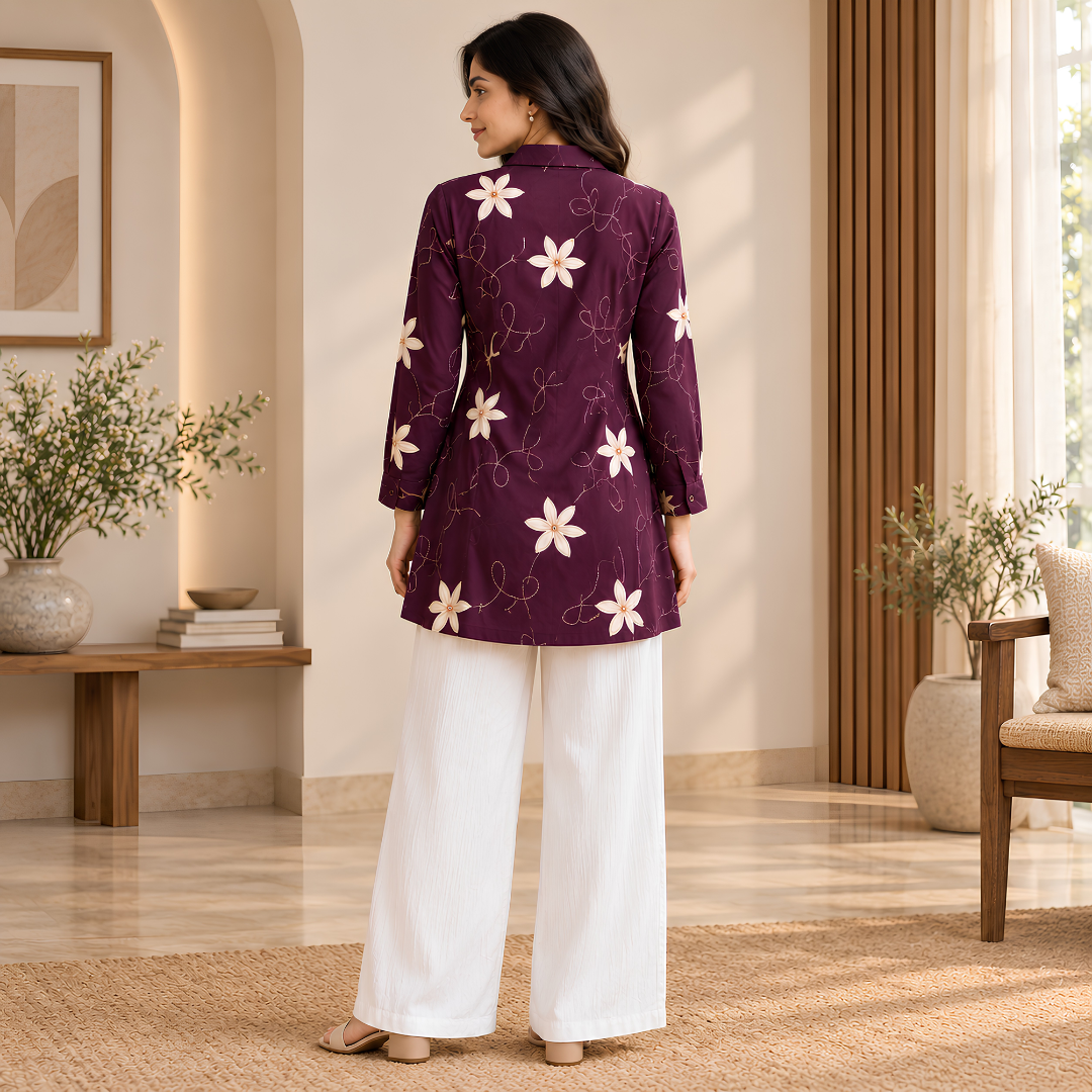 Women’s Floral Printed Shirt & Pants Set