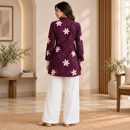Women’s Floral Printed Shirt & Pants Set