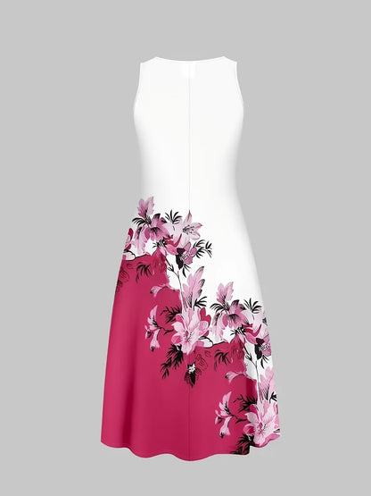 Elegant Floral Suspender Dress Set with Chic Long-Sleeve Blazer
