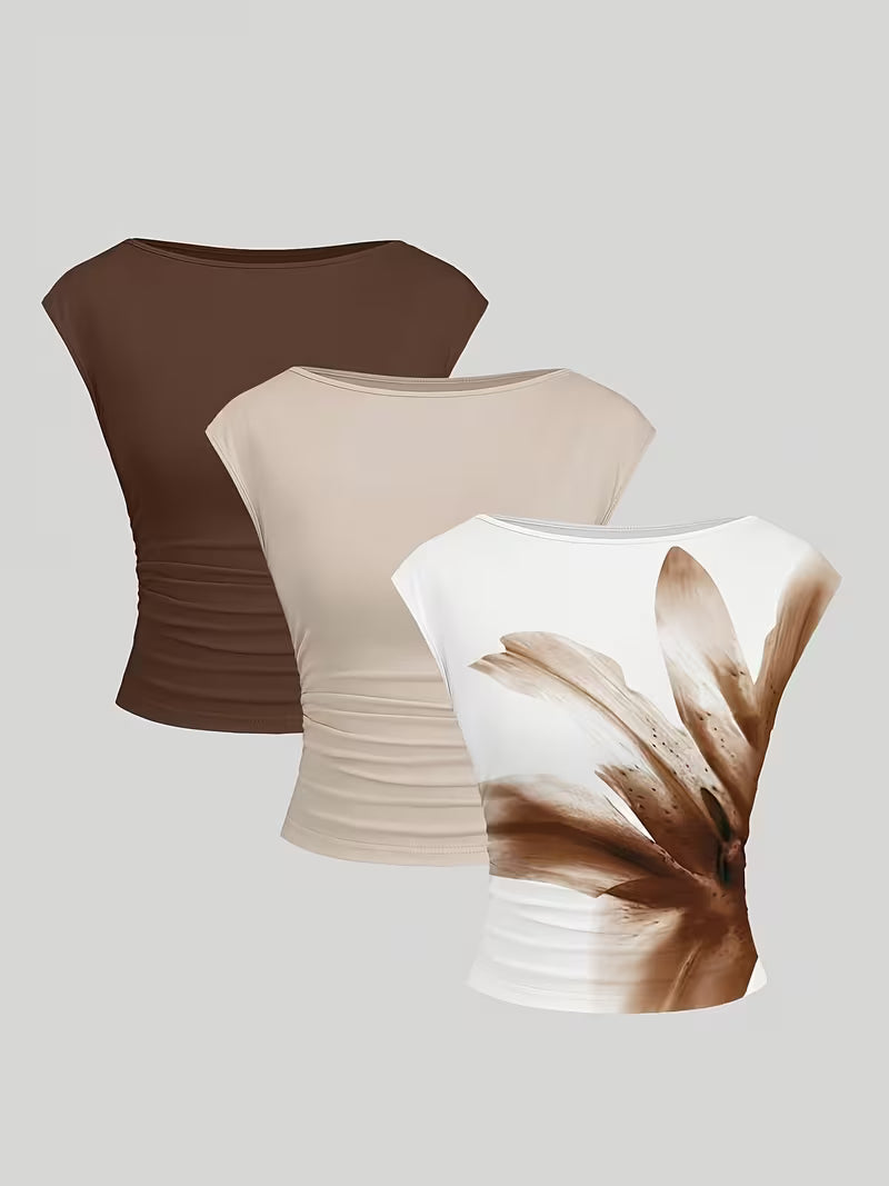 3-Pack of Seamless Stretchable Crop Tops – Soft & Foldable