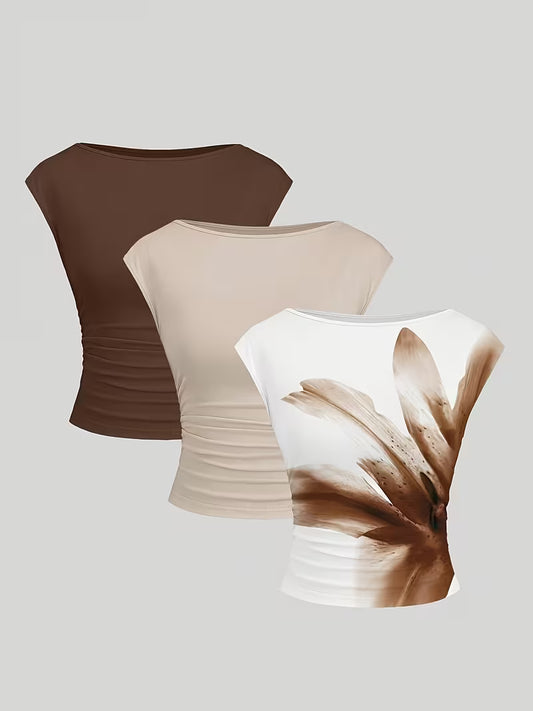 3-Pack of Seamless Stretchable Crop Tops – Soft & Foldable