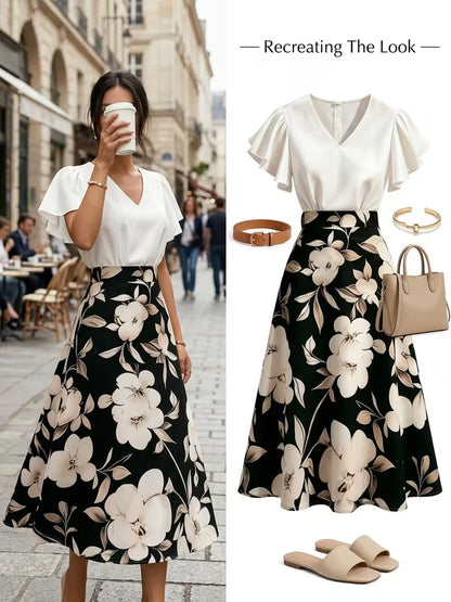 Elegant Floral Patchwork A-Line Dress