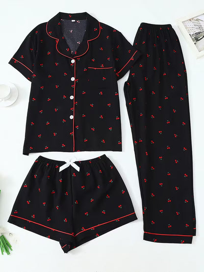 Women's Luxe Satin 3-Piece Sleepwear Set