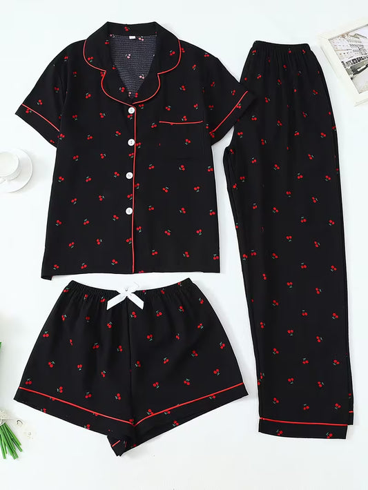 Women's Luxe Satin 3-Piece Sleepwear Set