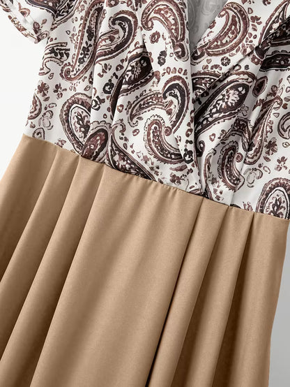 Elegant Floral Patchwork A-Line Dress