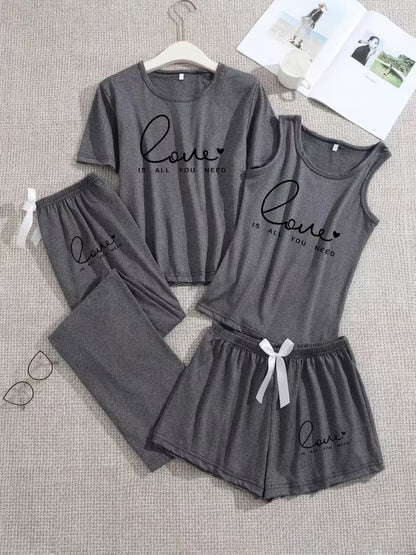 Pack of 4 Women's Soft Cotton Printed Nightwear Set