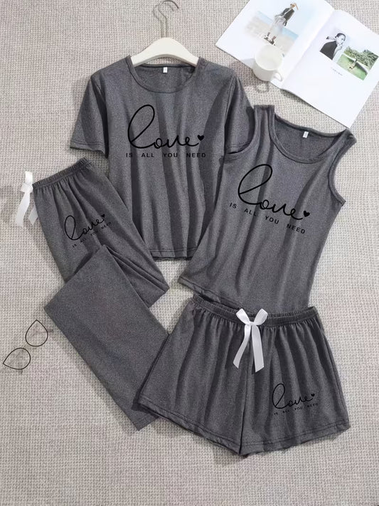 Pack of 4 Women's Soft Cotton Printed Nightwear Set