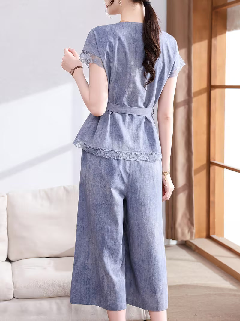 Women's Soft Linen Style Pant Set