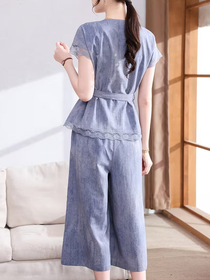 Women's Soft Linen Style Pant Set