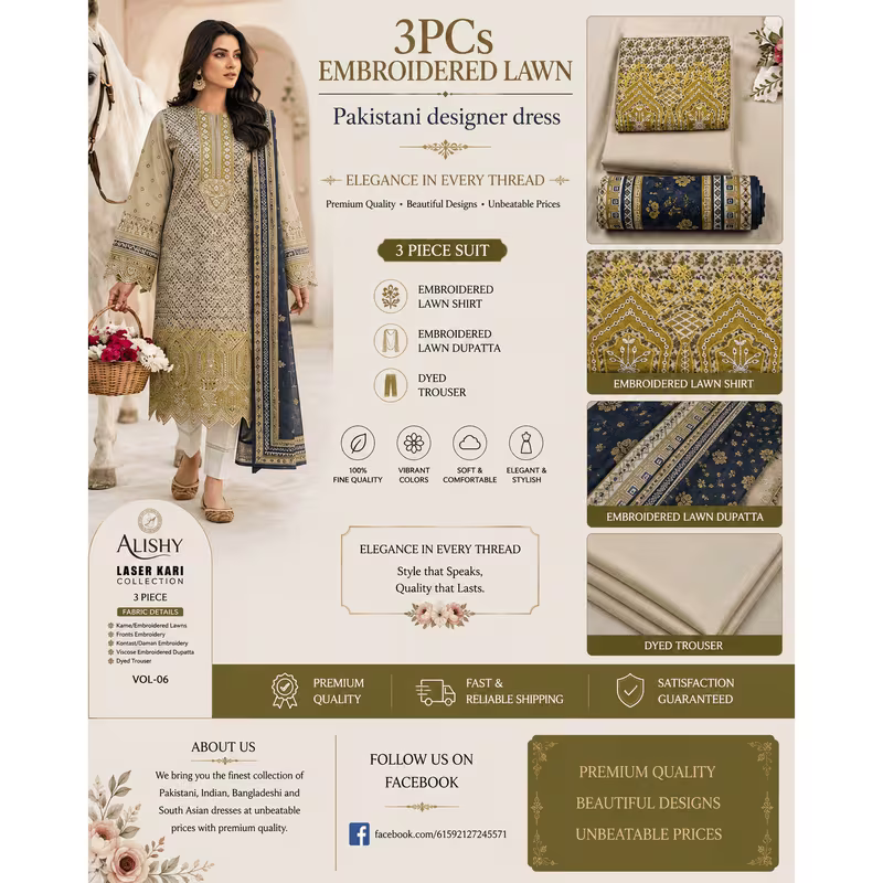 Elegant Lawn Salwar Kameez Set with Dupatta