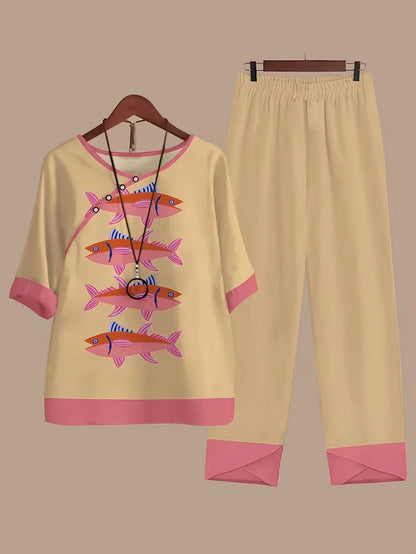 Chill Mode Co-Ord Set Half Sleeve T-shirt & Straight Leg Pant